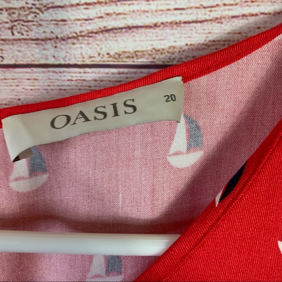 Oasis Sailboat Tie Front Short Sleeve Print Size20 - Picture 7 of 7